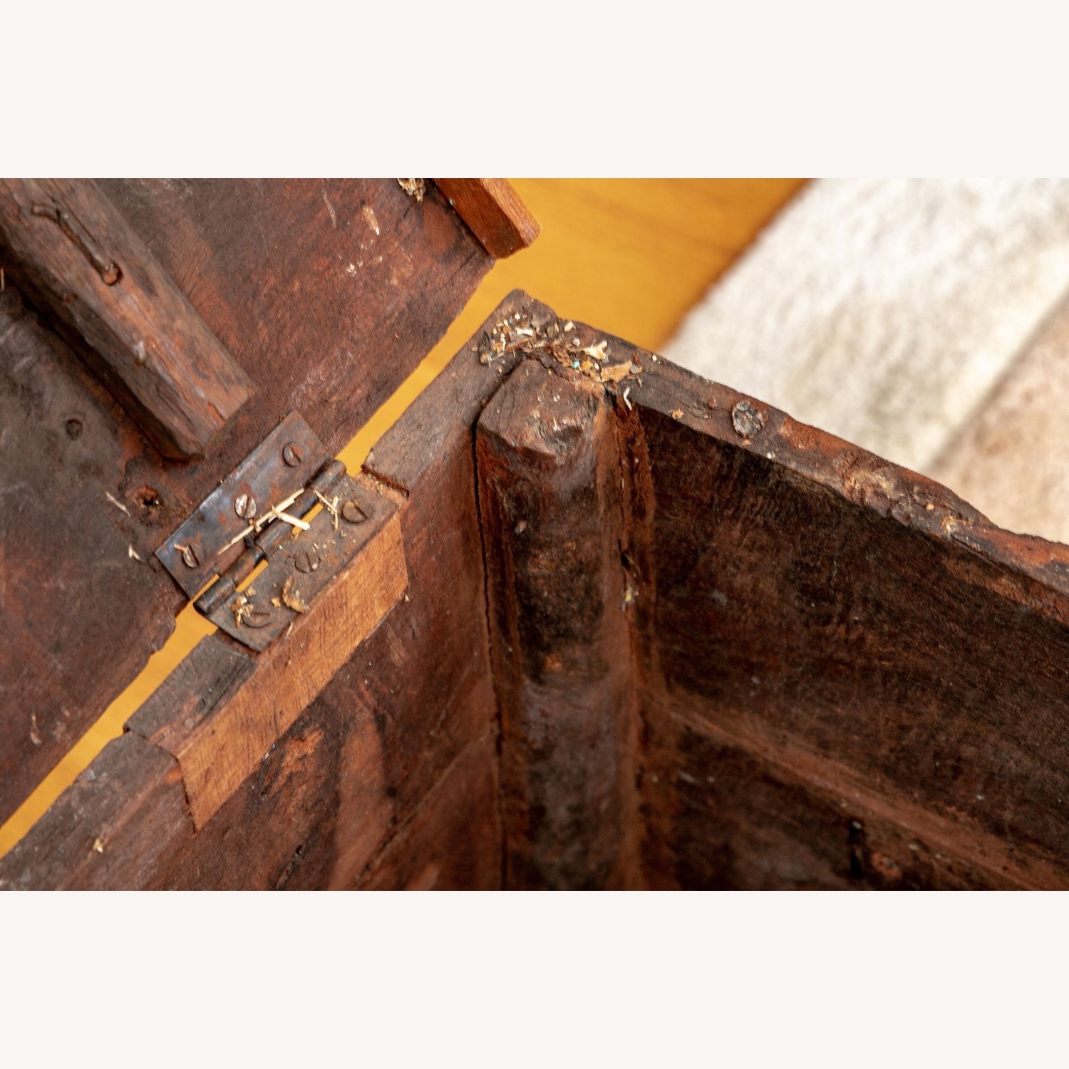 Antique Oak Chest 19th Century Iron Hardware  - image-9