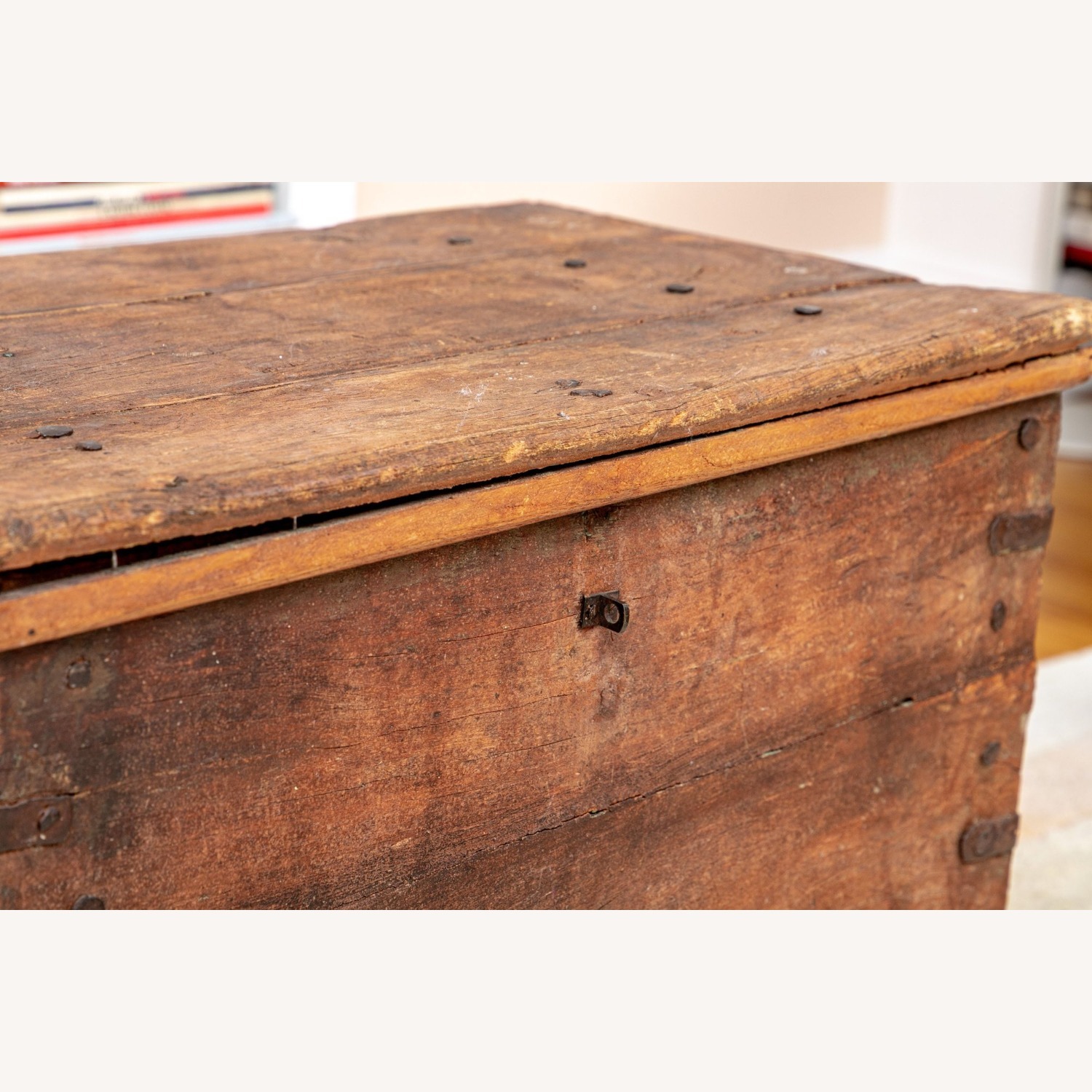 Antique Oak Chest 19th Century Iron Hardware  - image-6