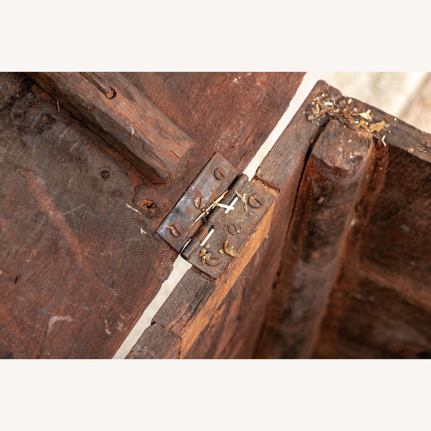 Antique Oak Chest 19th Century Iron Hardware  - image-7