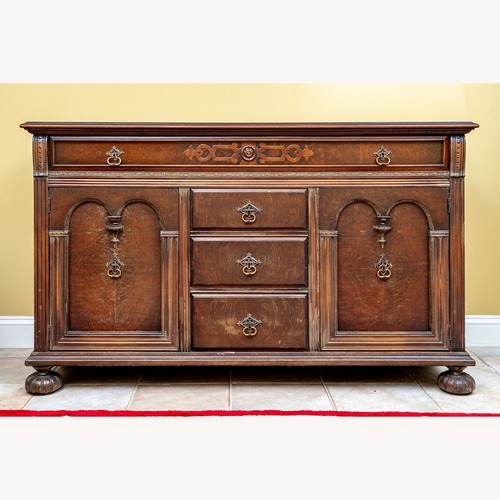 Used Carved Walnut Victorian Tudor Sideboard  for sale on AptDeco