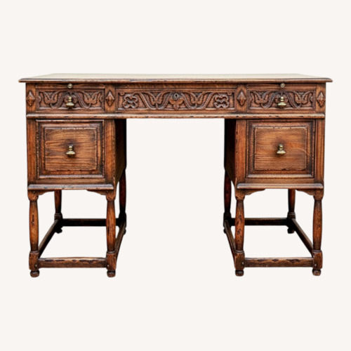 Used Feudal Oak Spanish Revival Carved Oak Desk Set for sale on AptDeco