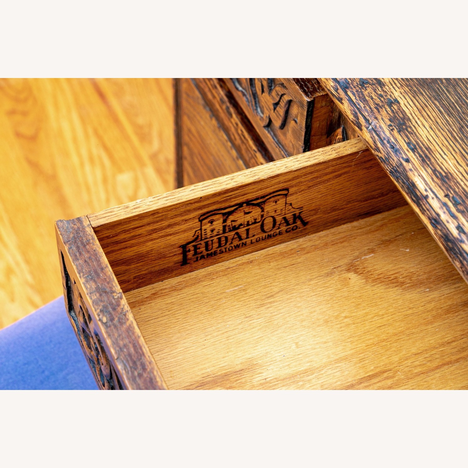 Feudal Oak Spanish Revival Carved Oak Desk Set - image-6