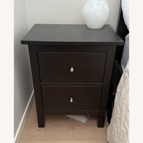Used IKEA HEMNES Black Wood Nightstand for sale on AptDeco