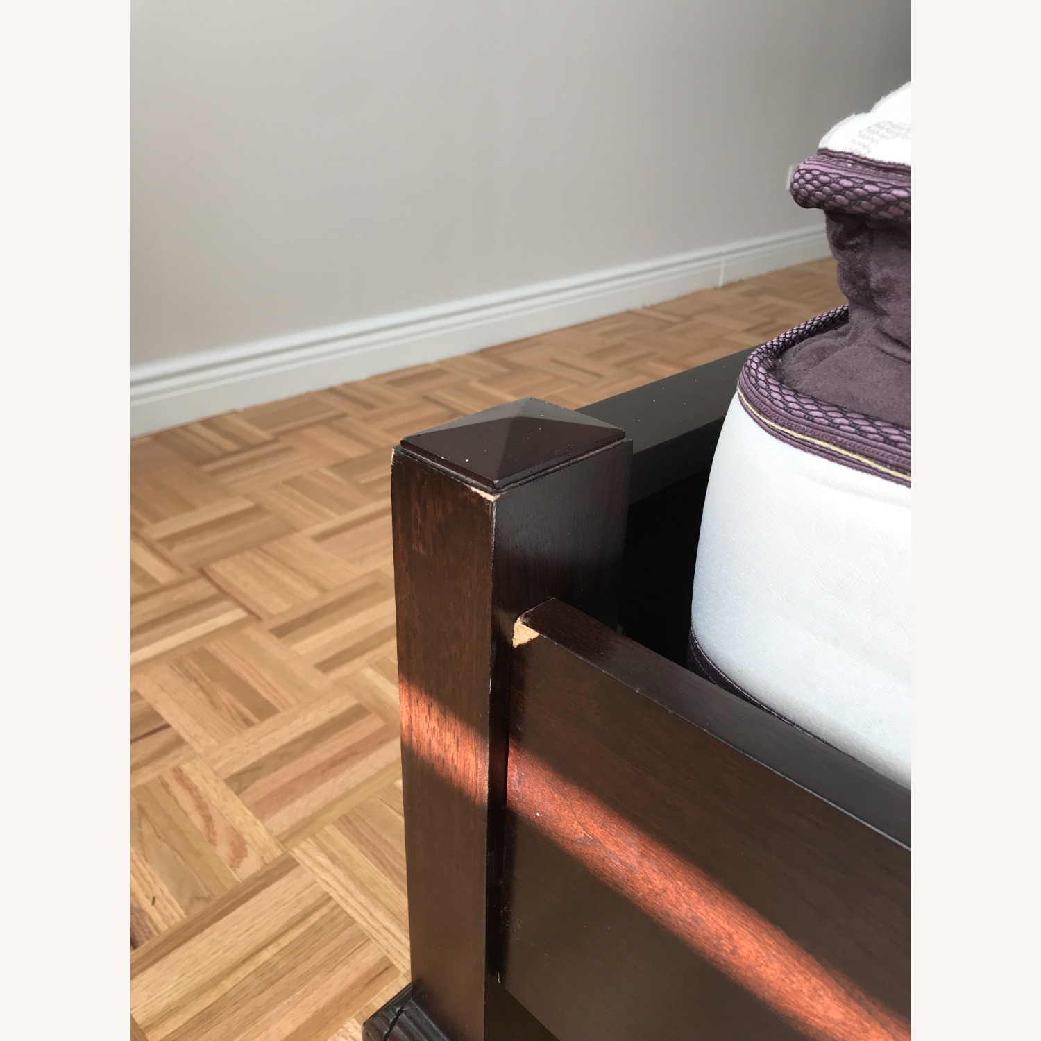 Raymour & Flanigan Dark Brown Wood Queen Bed - image-2