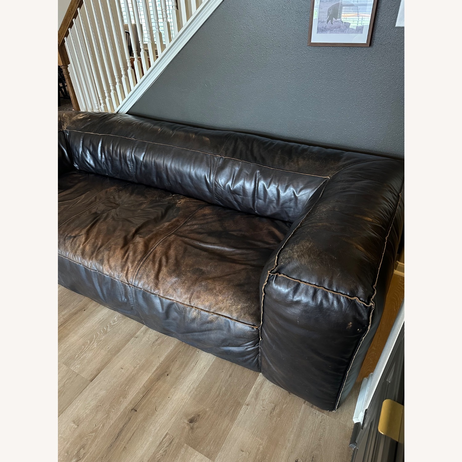 Restoration Hardware Fulham Leather Sofa - image-4