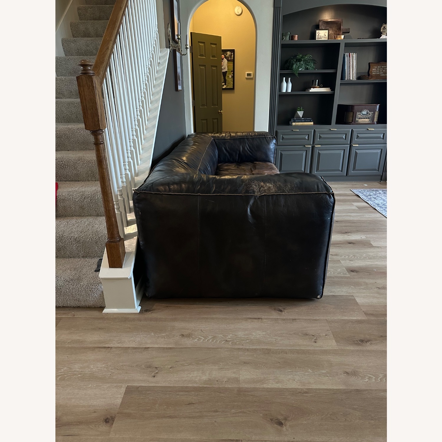 Restoration Hardware Fulham Leather Sofa - image-5