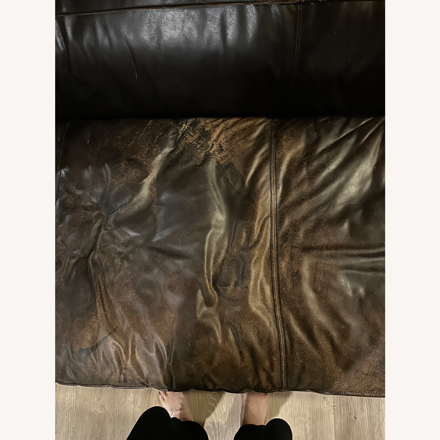 Restoration Hardware Fulham Leather Sofa - image-9