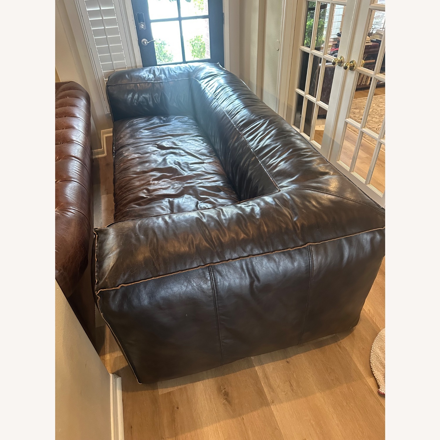 Restoration Hardware Fulham Leather Sofa - image-6