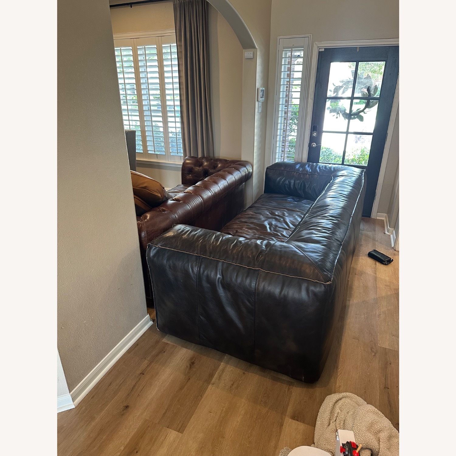 Restoration Hardware Fulham Leather Sofa - image-7
