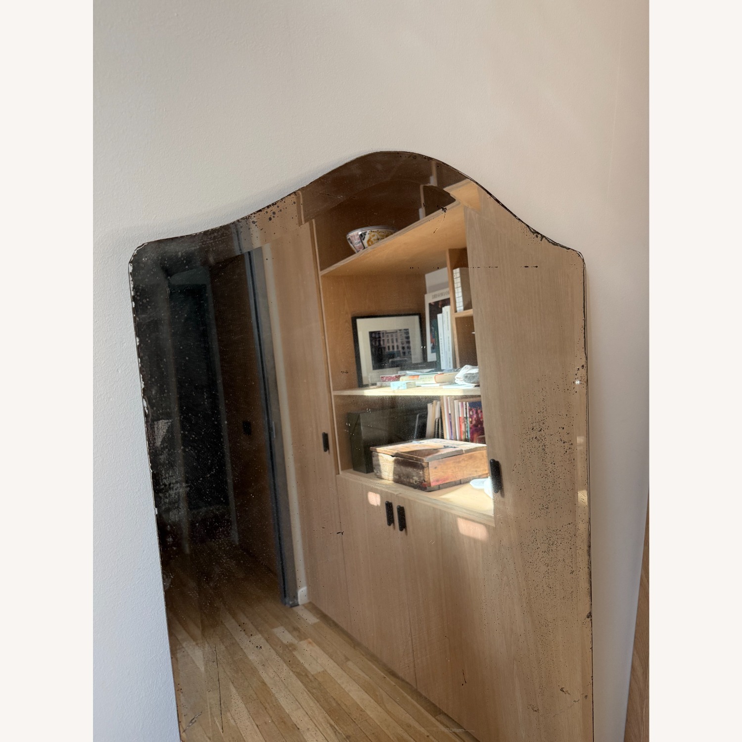Vintage French Arched Floor Mirror | Foxed Glass - image-2