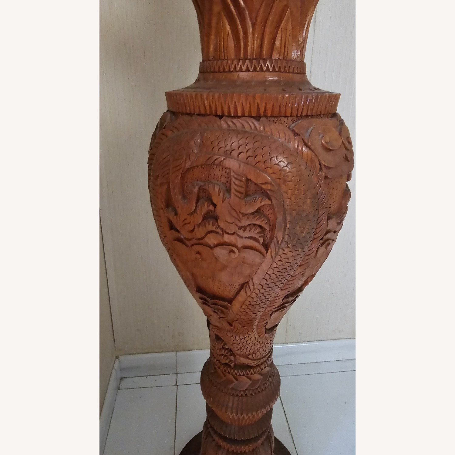 Vintage Hand Carved Wood Vase - image-4