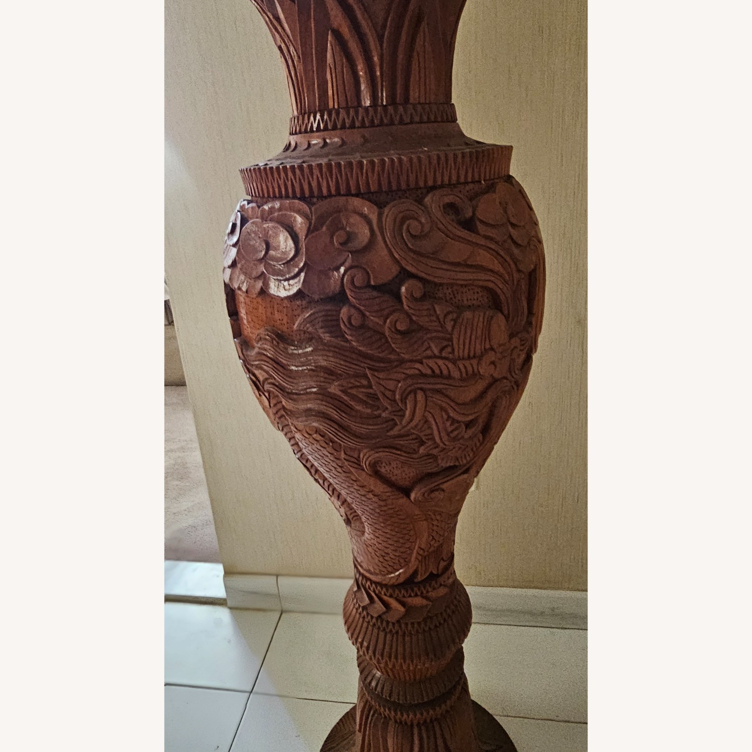 Vintage Hand Carved Wood Vase - image-3