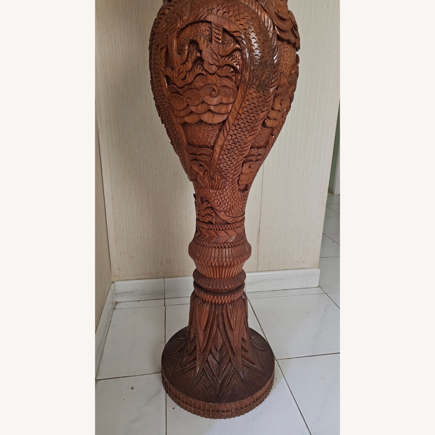 Vintage Hand Carved Wood Vase - image-6