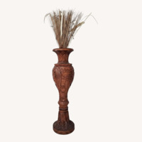 Vintage Hand Carved Wood Vase