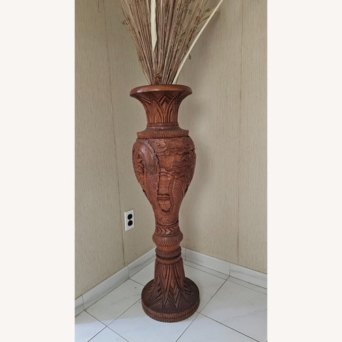 Used Vintage Hand Carved Wood Vase for sale on AptDeco