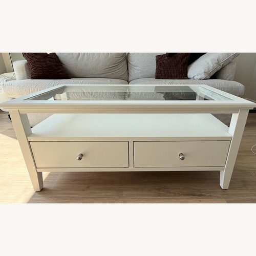 Used IKEA Idanäs White Wood Coffee Table for sale on AptDeco