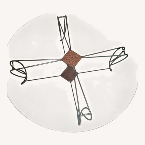 Used Glass Top with Iron/Wicker Base Coffee Table for sale on AptDeco