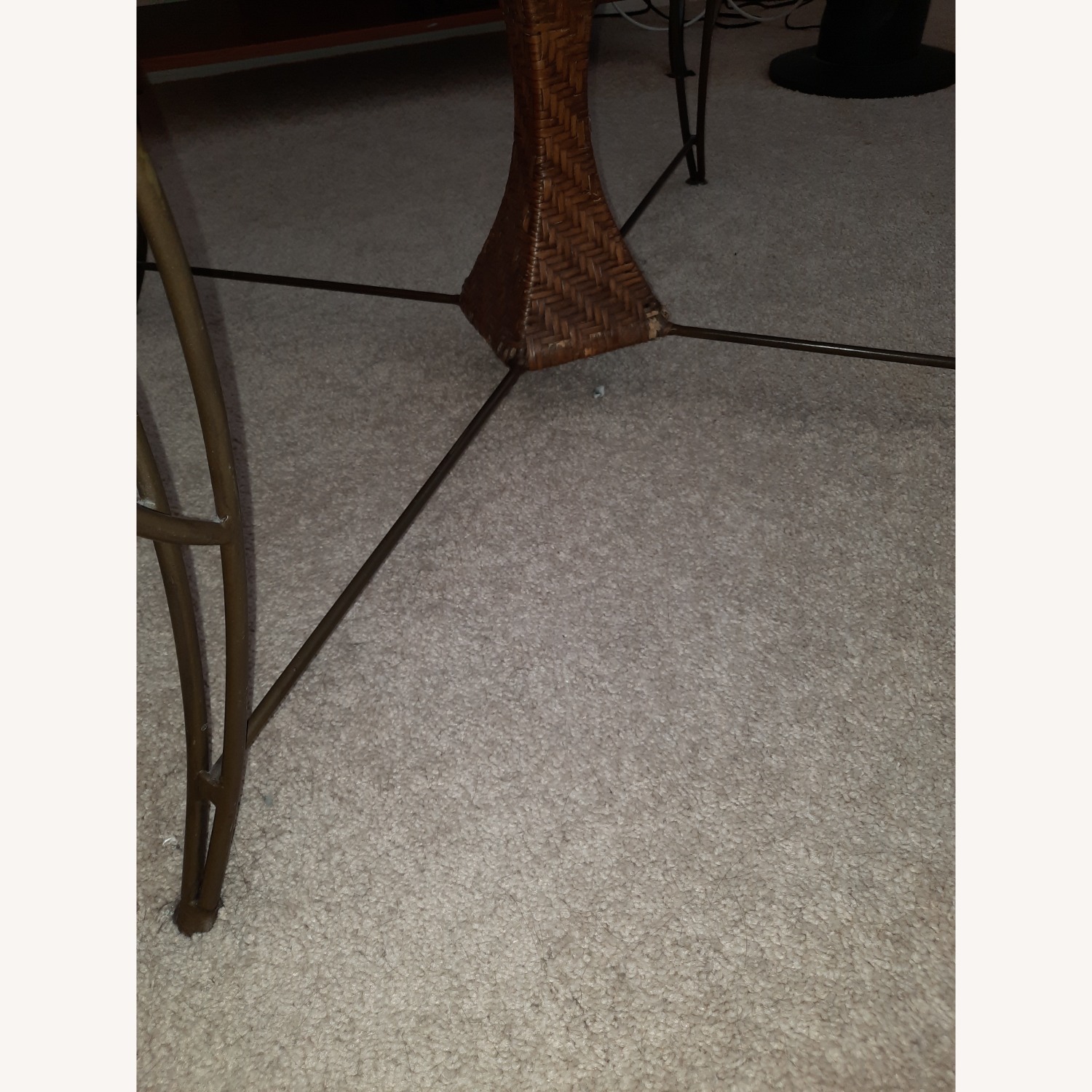Glass Top with Iron/Wicker Base Coffee Table - image-5