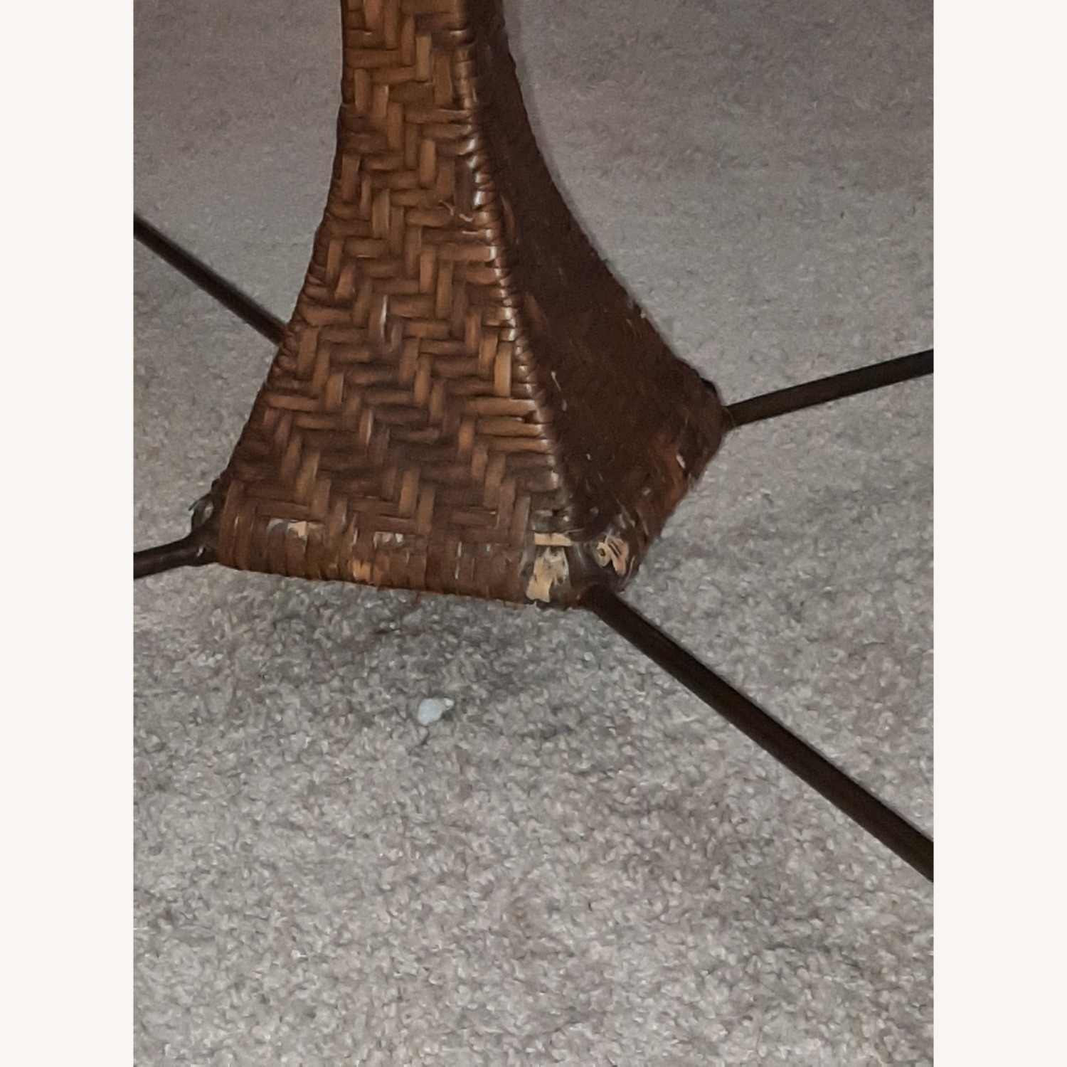 Glass Top with Iron/Wicker Base Coffee Table - image-3