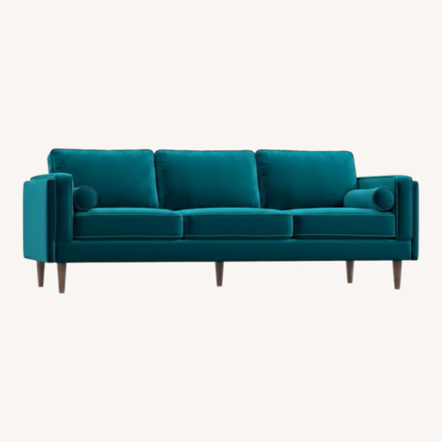 Used Joss & Main Ballesteros Blue Velvet 3+ Seater Sofa for sale on AptDeco