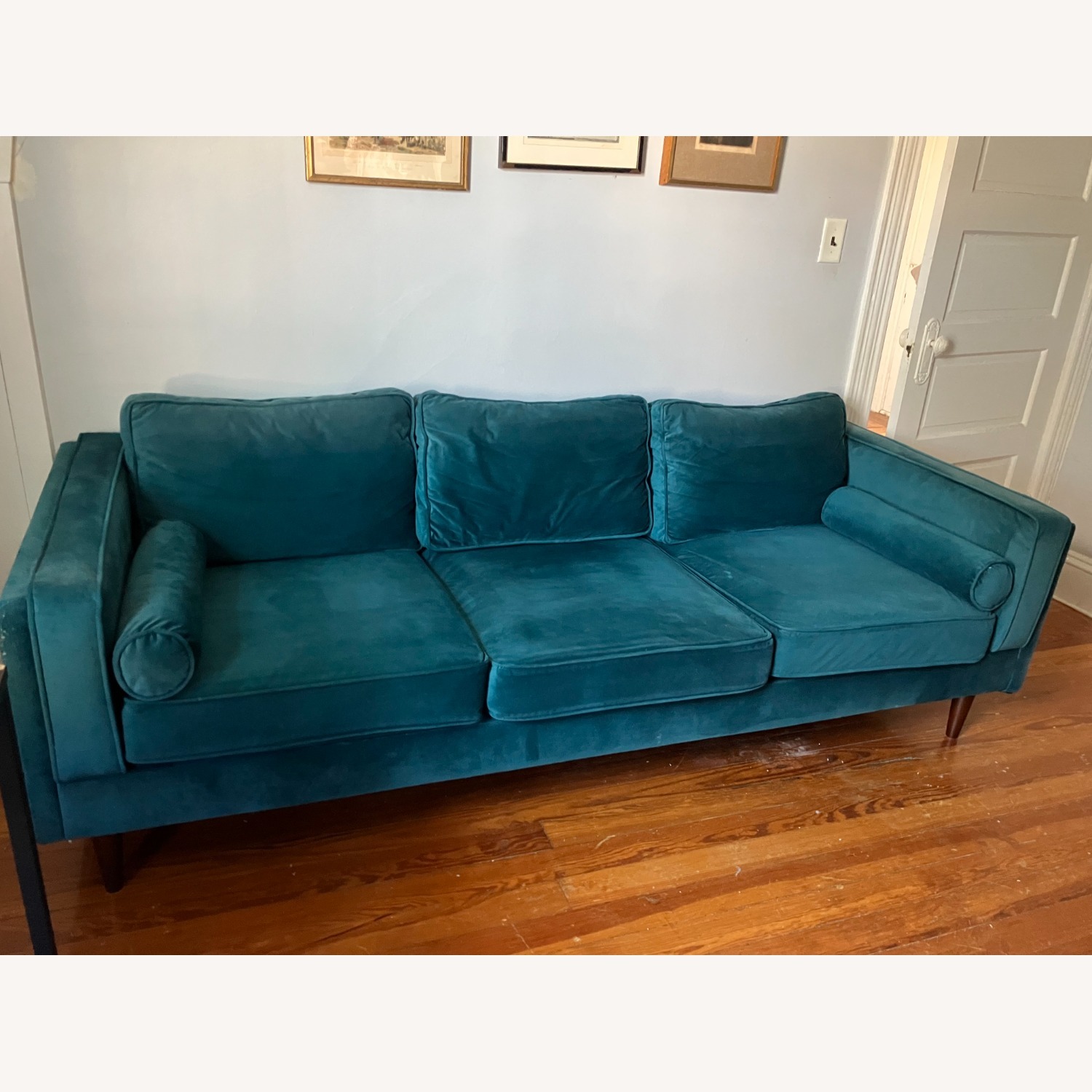 Joss & Main Ballesteros Blue Velvet 3+ Seater Sofa - image-1