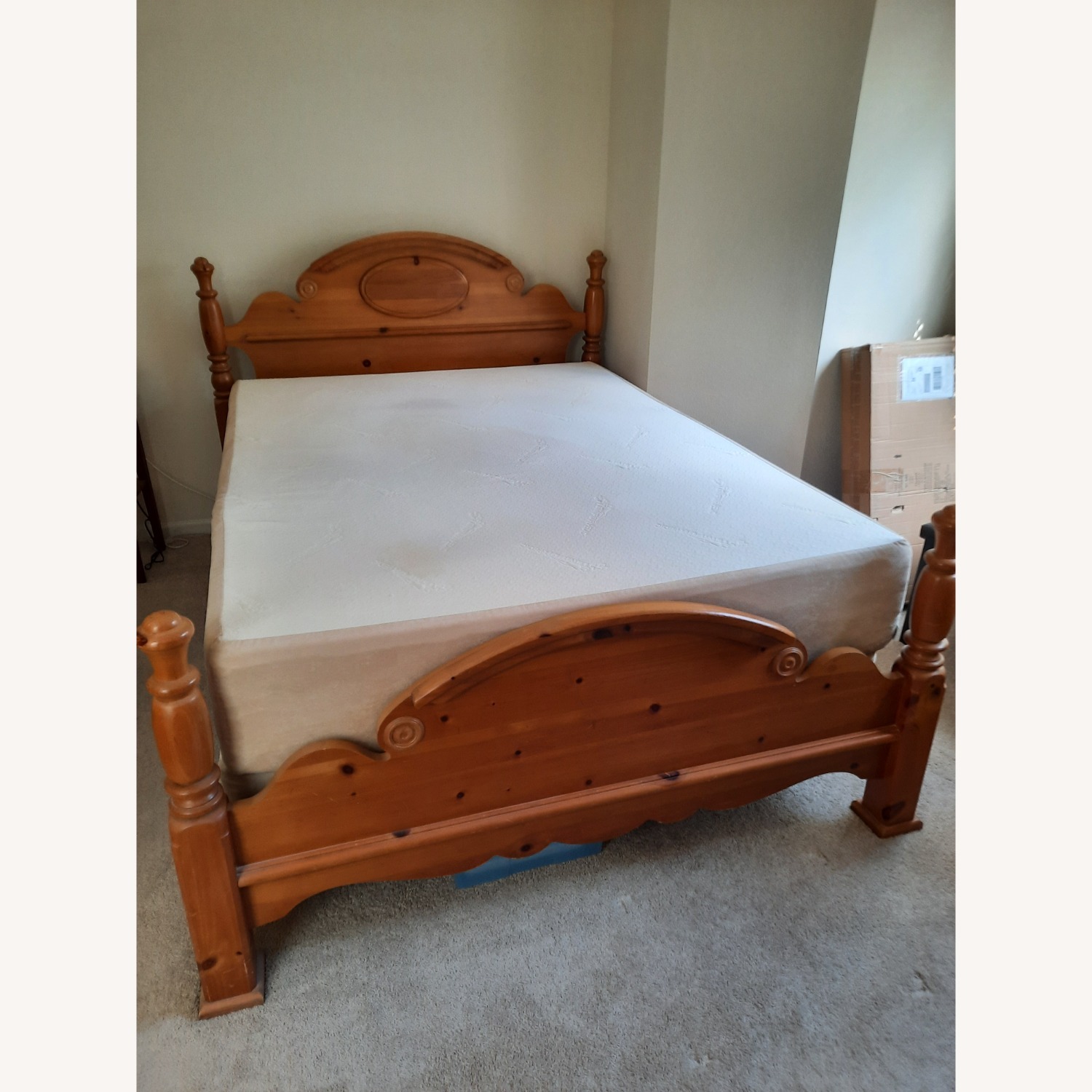 Solid Pine Wood Queen/Full Bed - image-1