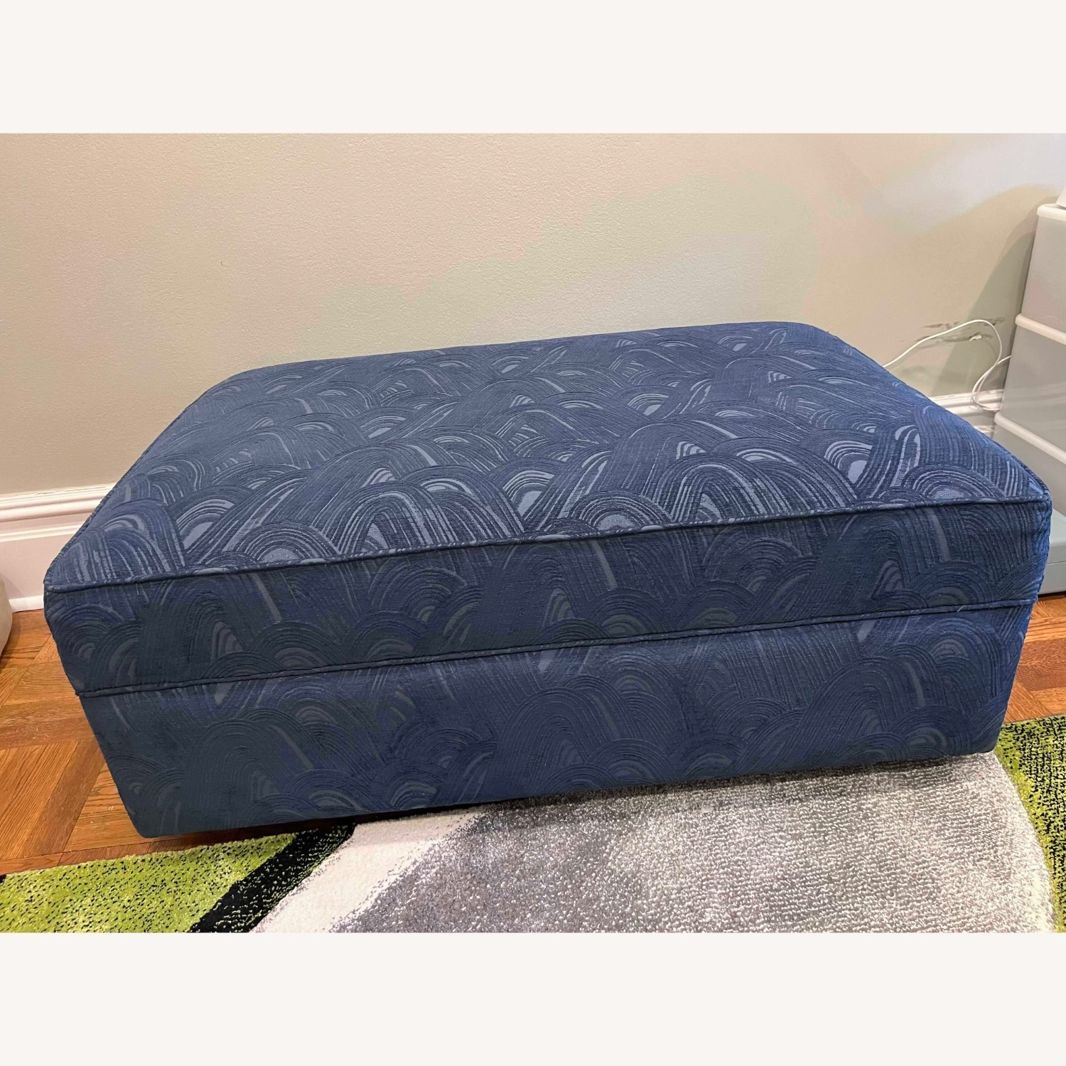 Room & Board York Blue Fabric Bench - image-1