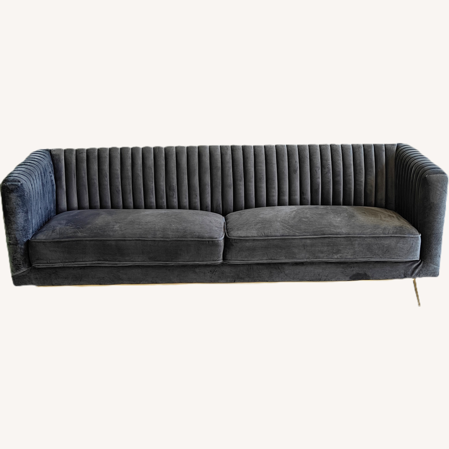 Dark Gray Velvet 3+ Seater Sofa - image-5