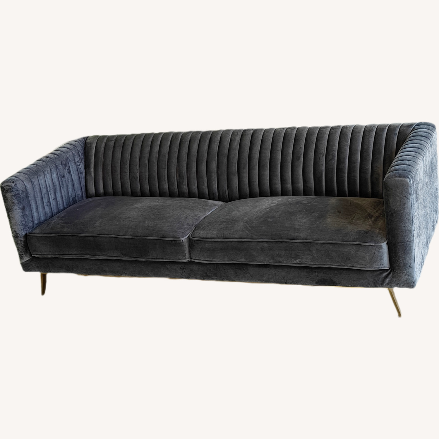 Dark Gray Velvet 3+ Seater Sofa - image-4