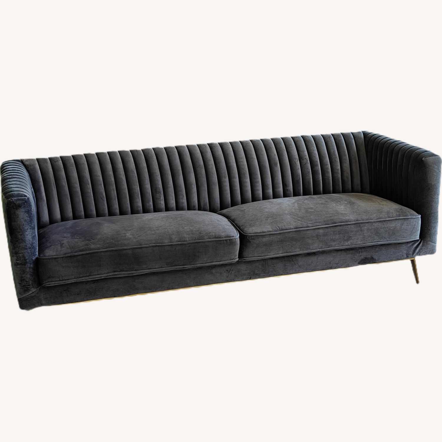 Dark Gray Velvet 3+ Seater Sofa - image-6
