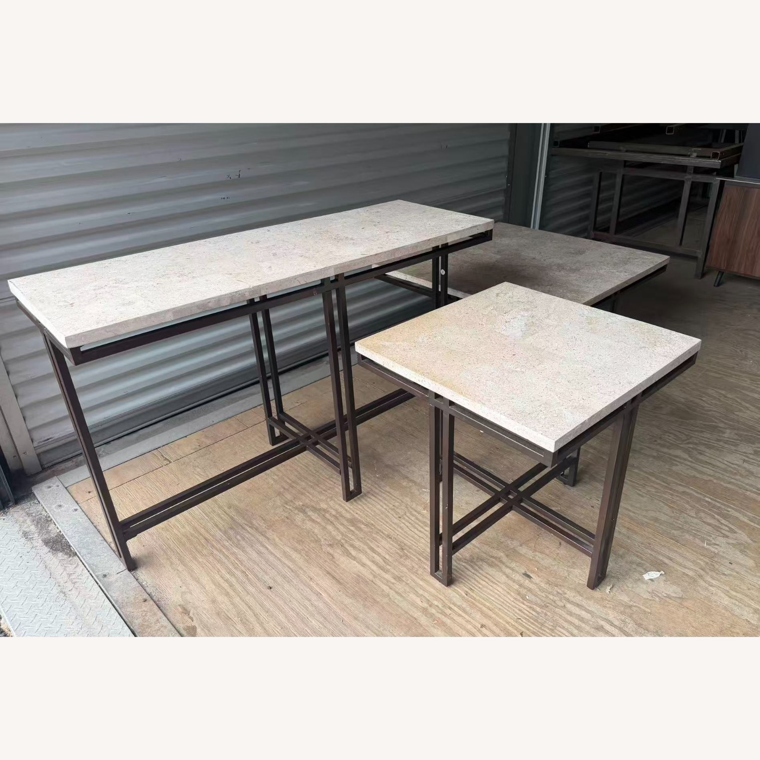 Limestone-Top Tables (Set of 3) - image-2