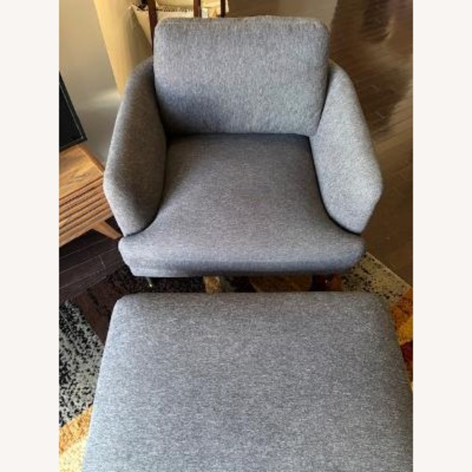 Castlery Pebble Grey Arm Chair with Ottoman - image-3