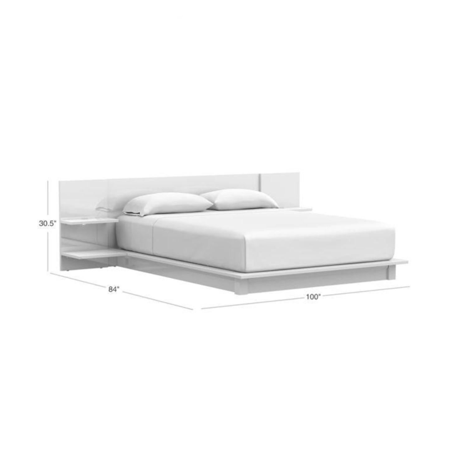 CB2 White Andes Platform Queen Bed with Nightstands - image-4