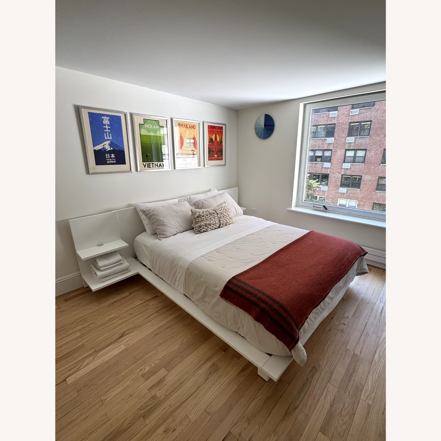 CB2 White Andes Platform Queen Bed with Nightstands - image-5