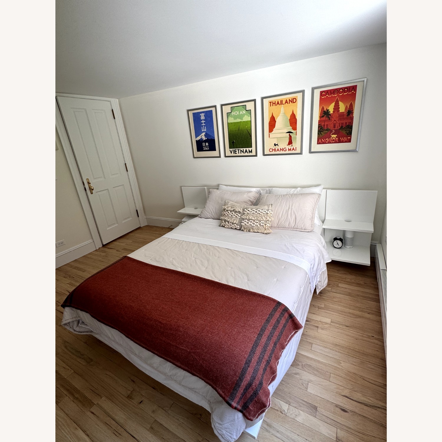 CB2 White Andes Platform Queen Bed with Nightstands - image-2