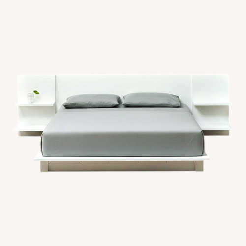Used CB2 White Andes Platform Queen Bed with Nightstands for sale on AptDeco