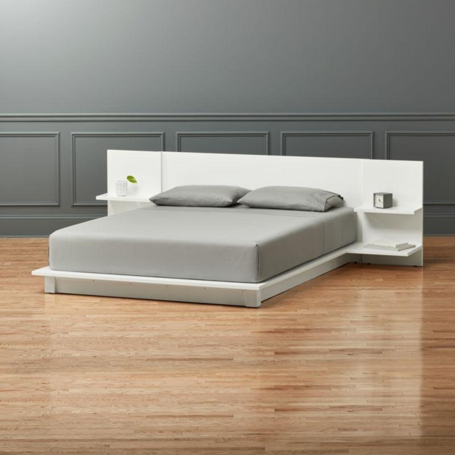 CB2 White Andes Platform Queen Bed with Nightstands - image-3