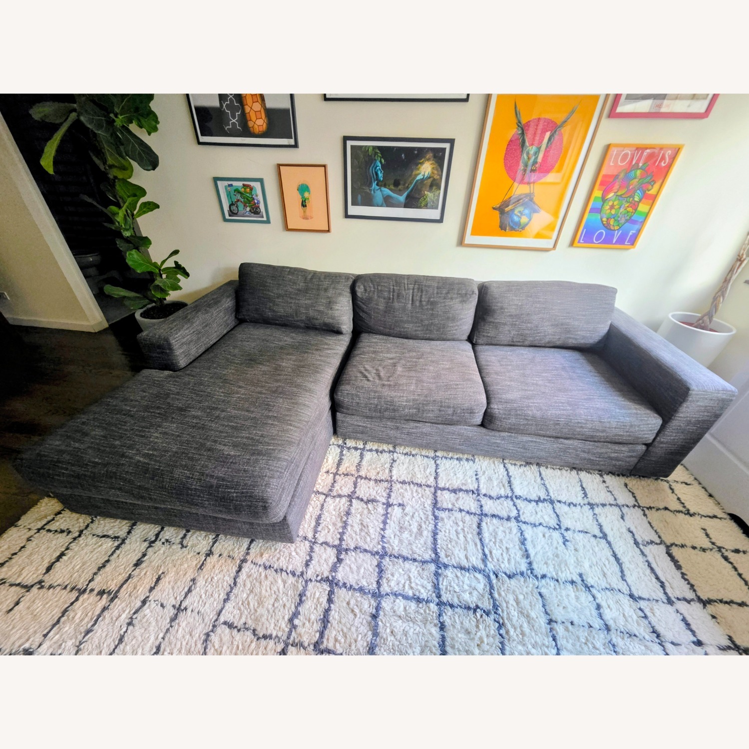 West Elm Urban Dark Gray Sectional Sofa - image-3