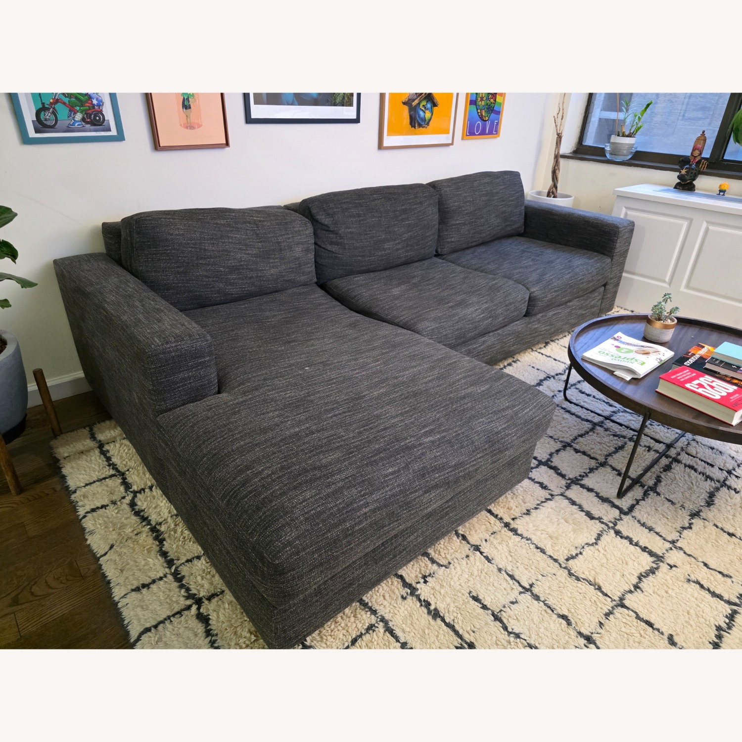 West Elm Urban Dark Gray Sectional Sofa - image-1