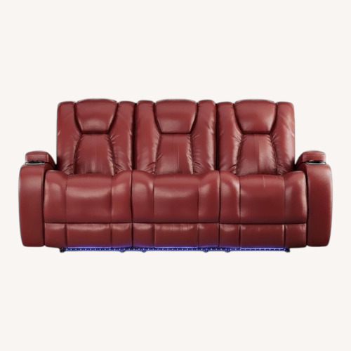 Used Rooms To Go Red Leather 3+ Seater Sofa for sale on AptDeco