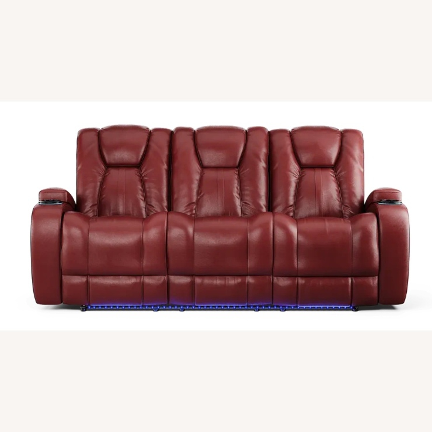 Rooms To Go Red Leather 3+ Seater Sofa - image-4