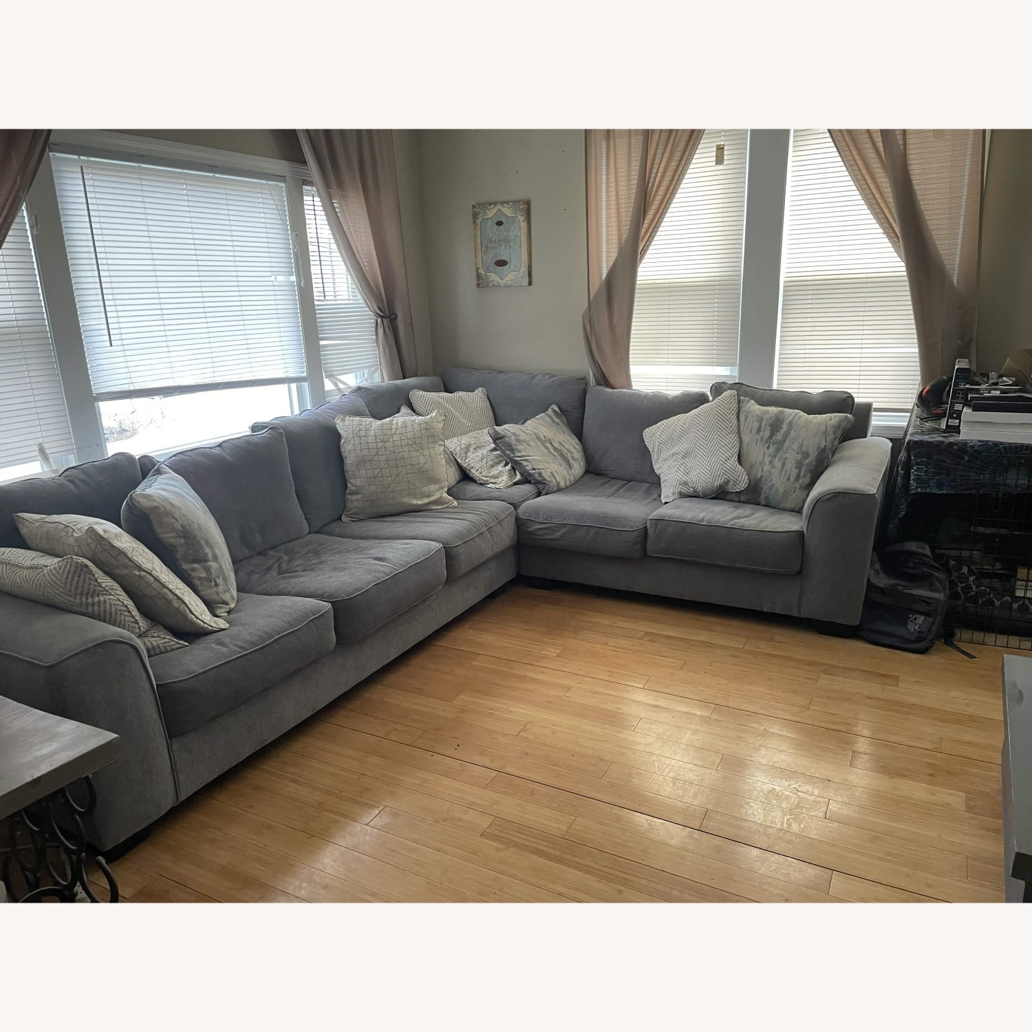 Light Gray Fabric 2 Piece Sectional - image-1