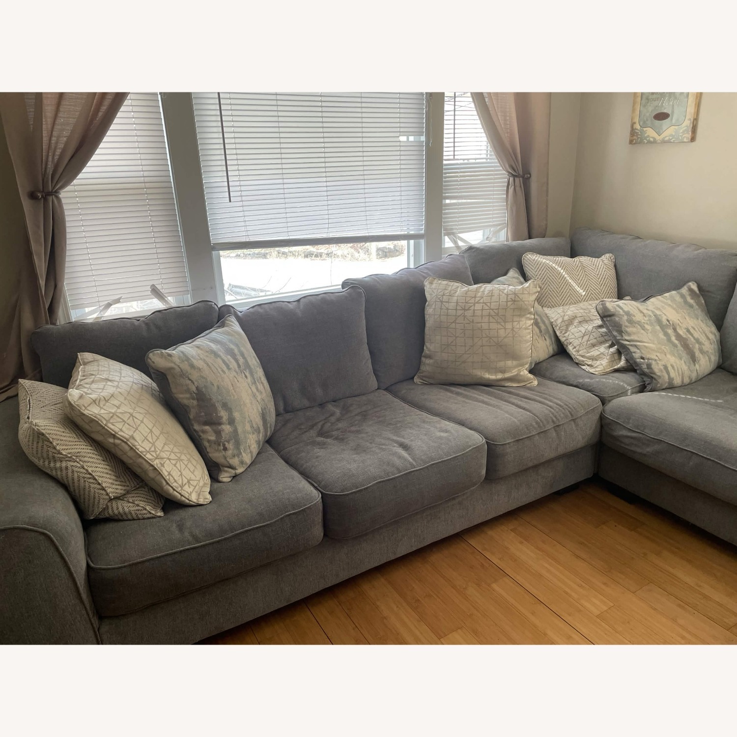 Light Gray Fabric 2 Piece Sectional - image-2