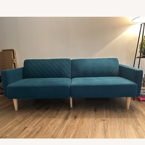 Used Chloe Blue Velvet Futon for sale on AptDeco