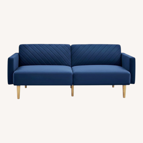 Used Chloe Blue Velvet Futon for sale on AptDeco