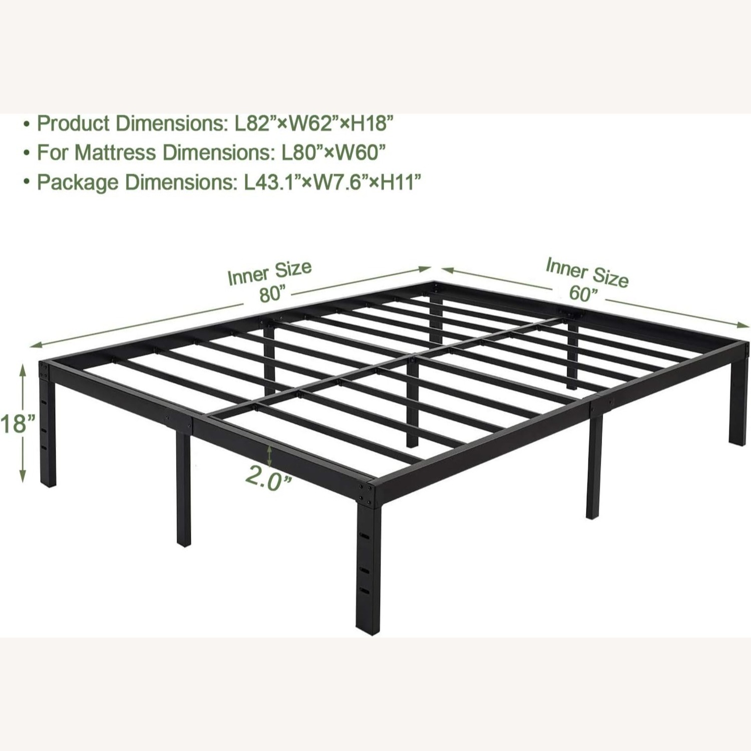 Queen 18 Inch Platform Bed Frame  - image-5