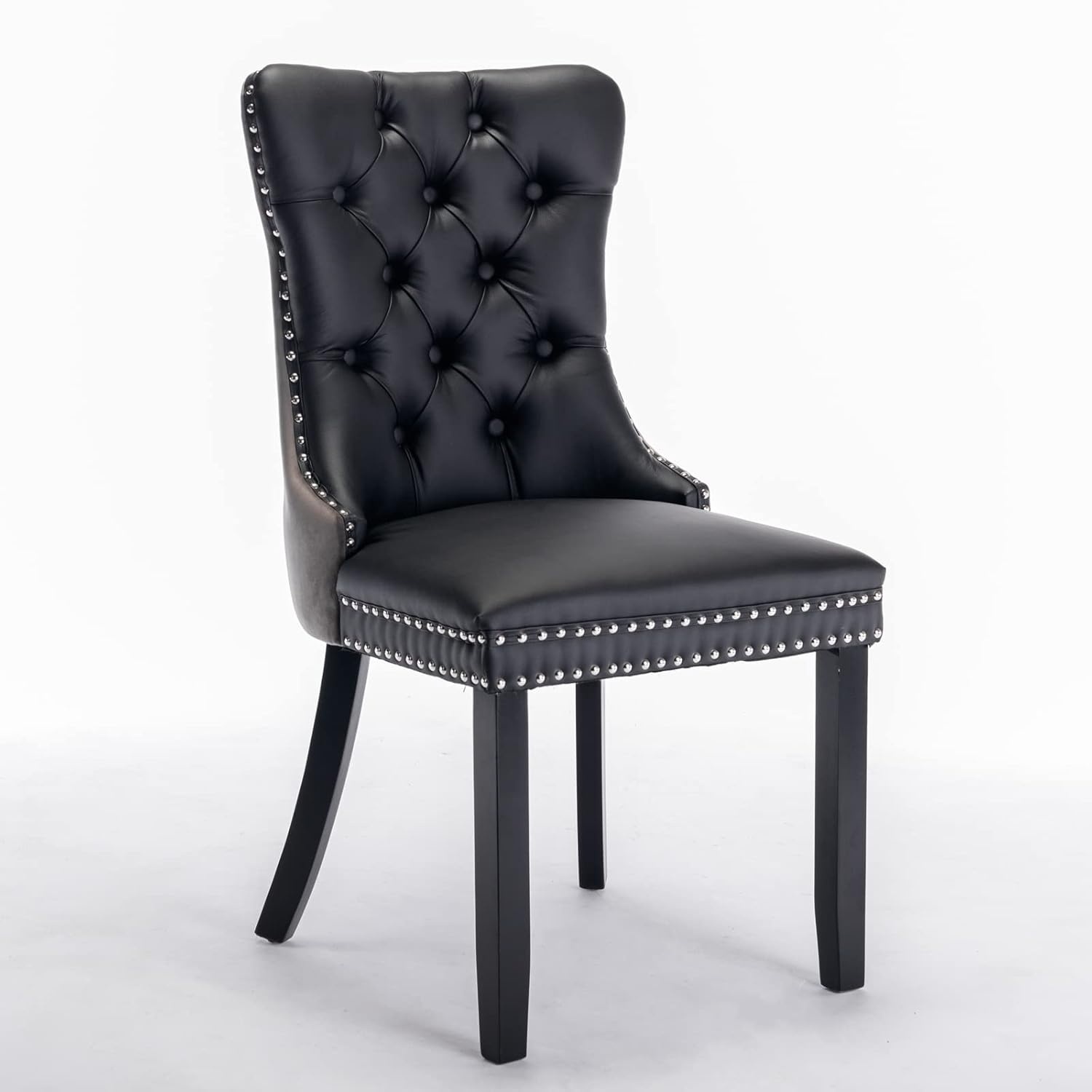 Black Faux Leather Dining Chairs - image-4
