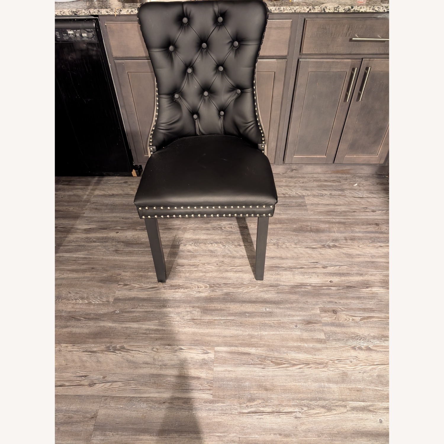 Black Faux Leather Dining Chairs - image-1