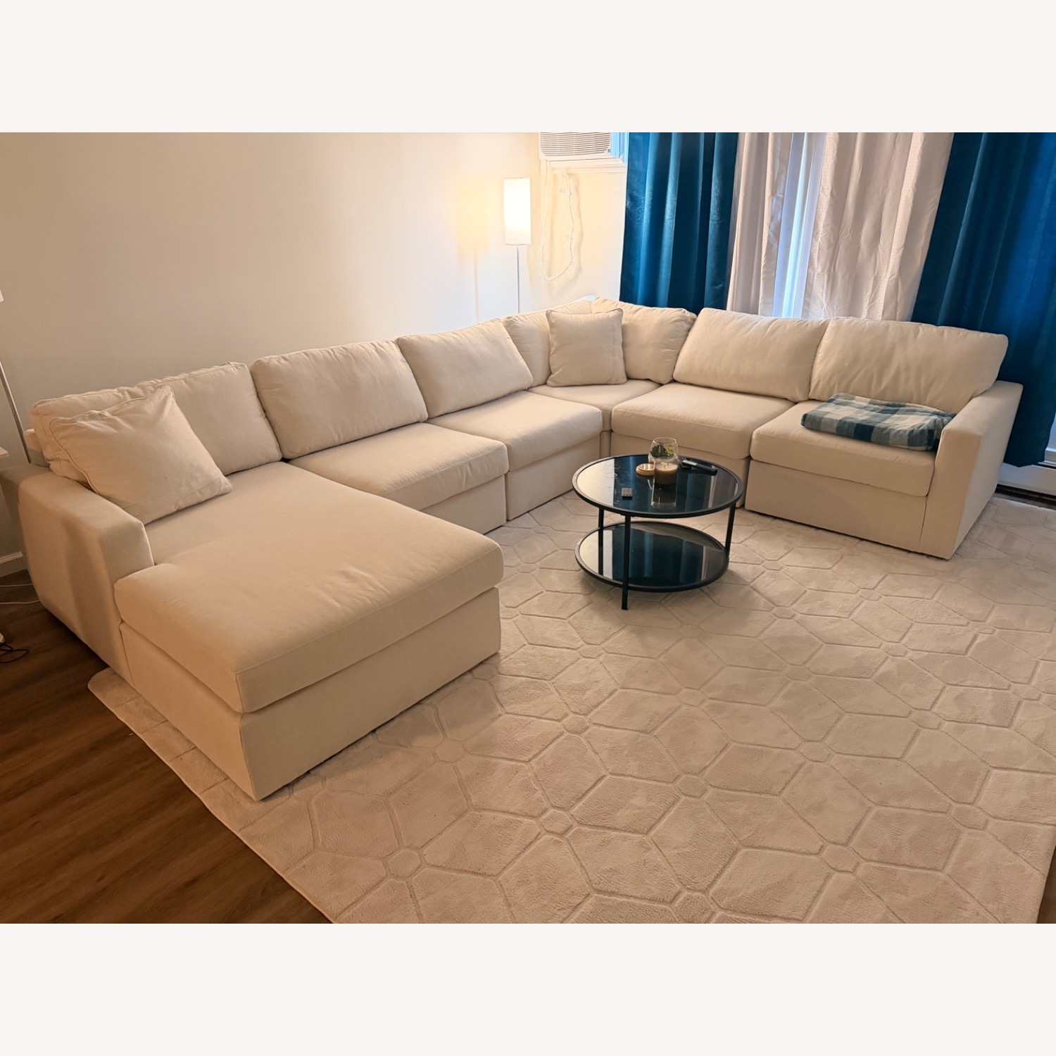 Ashley Furniture White Fabric 3+ Piece Sectional - image-5