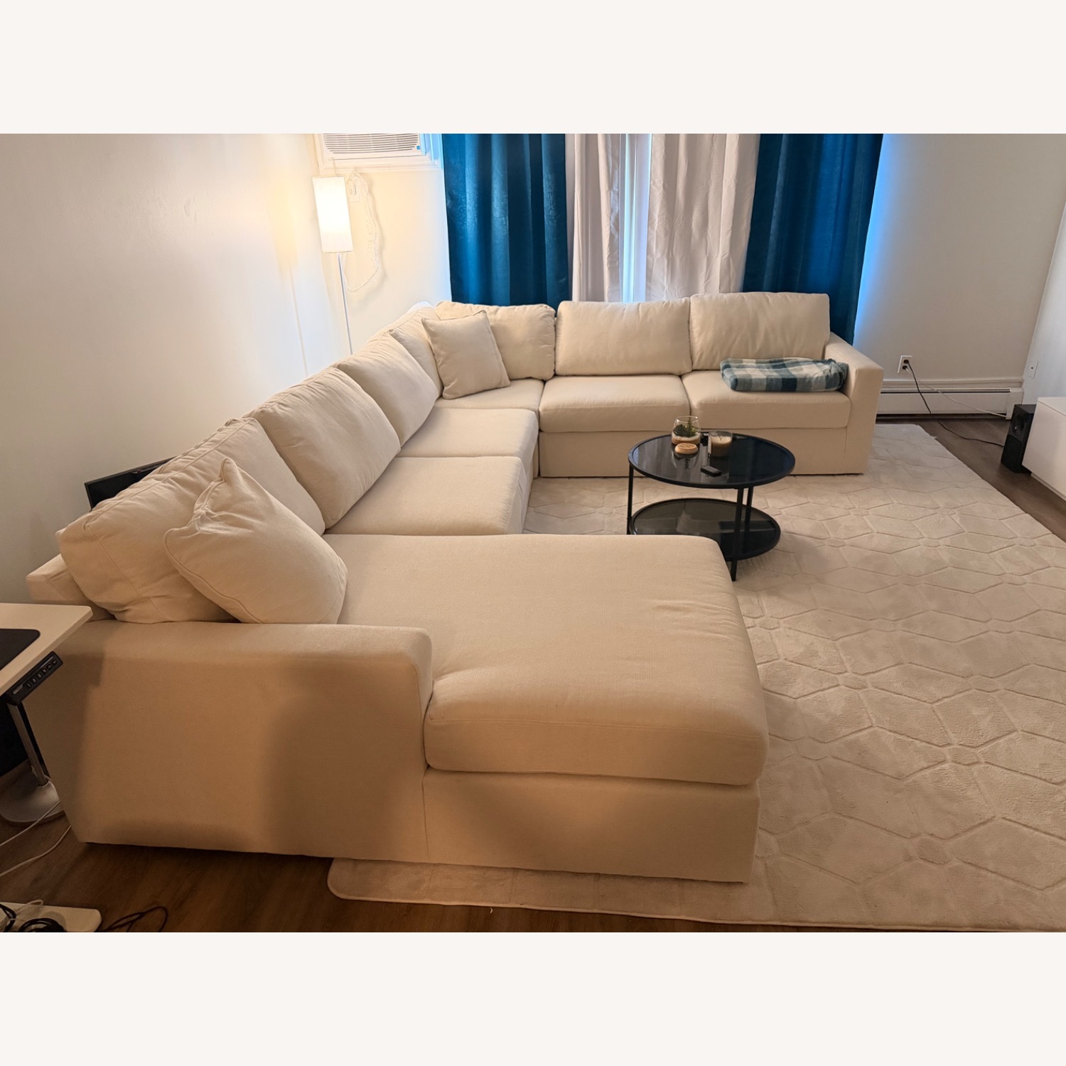 Ashley Furniture White Fabric 3+ Piece Sectional - image-4